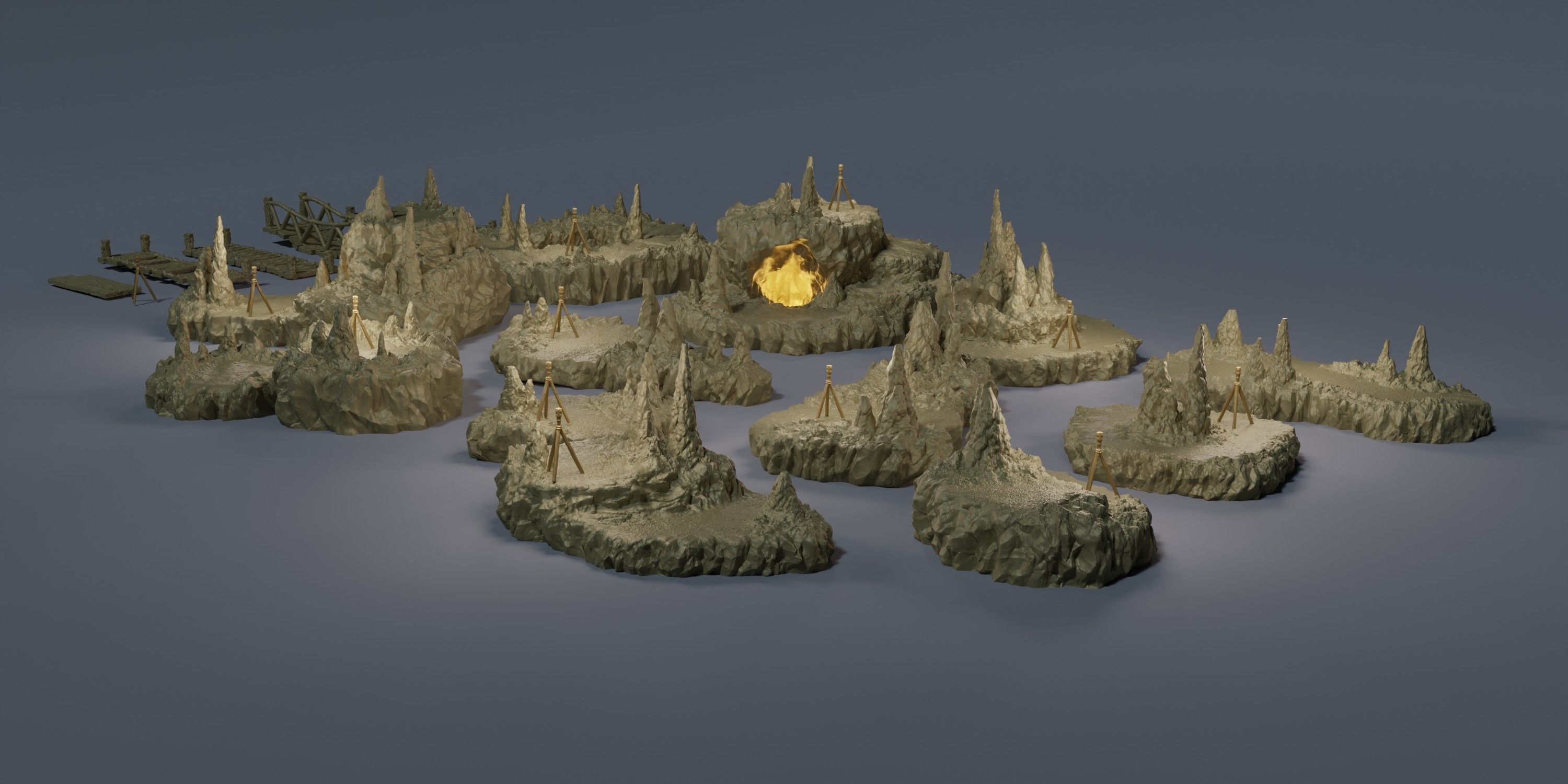 Raised Cavern Pack Tabletop Terrain 28 MM 3D print model_7