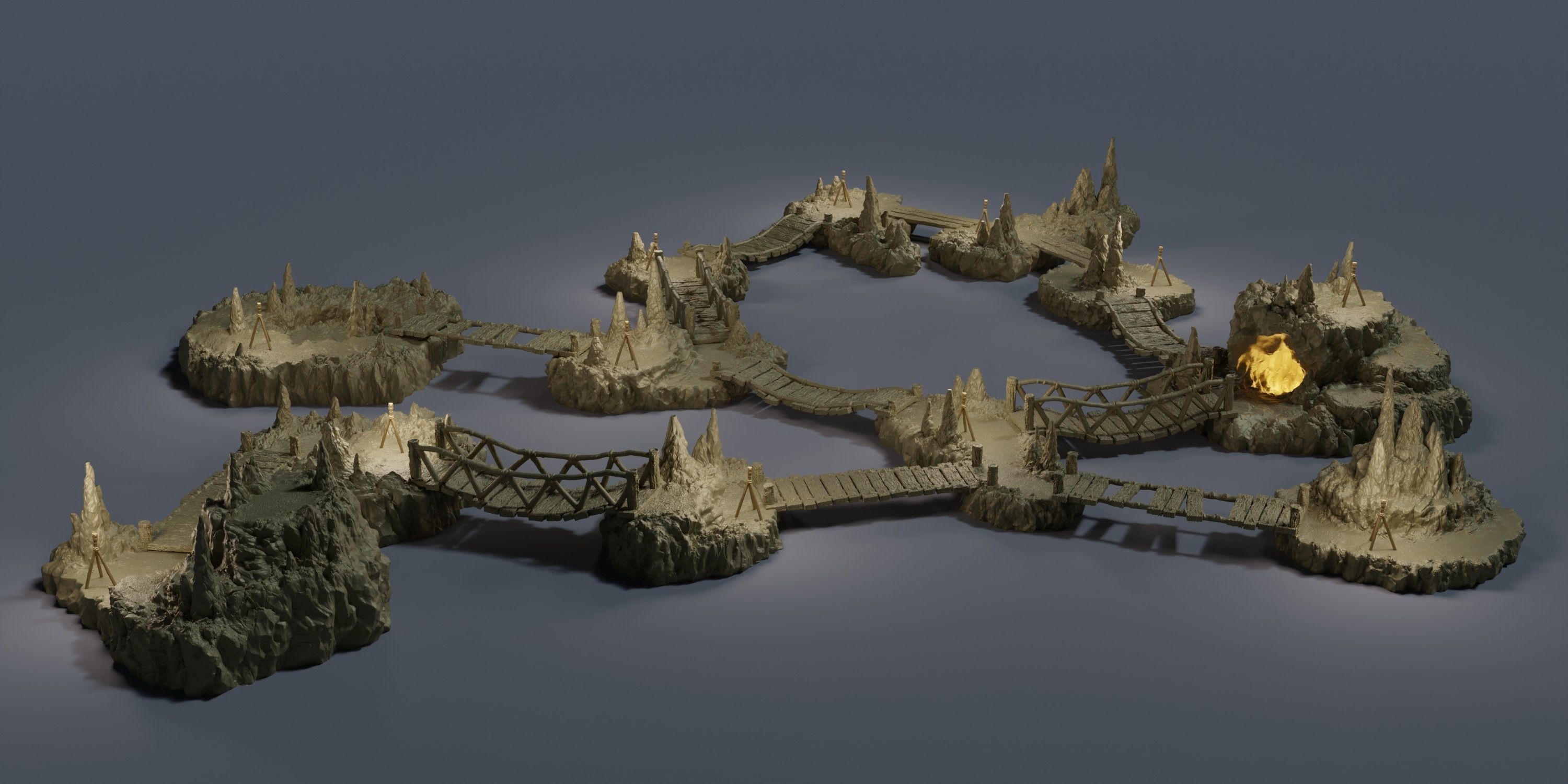 Raised Cavern Pack Tabletop Terrain 28 MM 3D print model_3