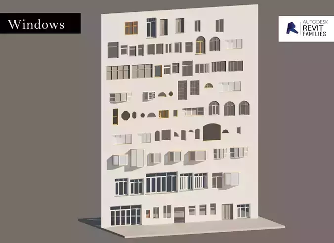 Parametric Revit Families Collection Doors and Windows