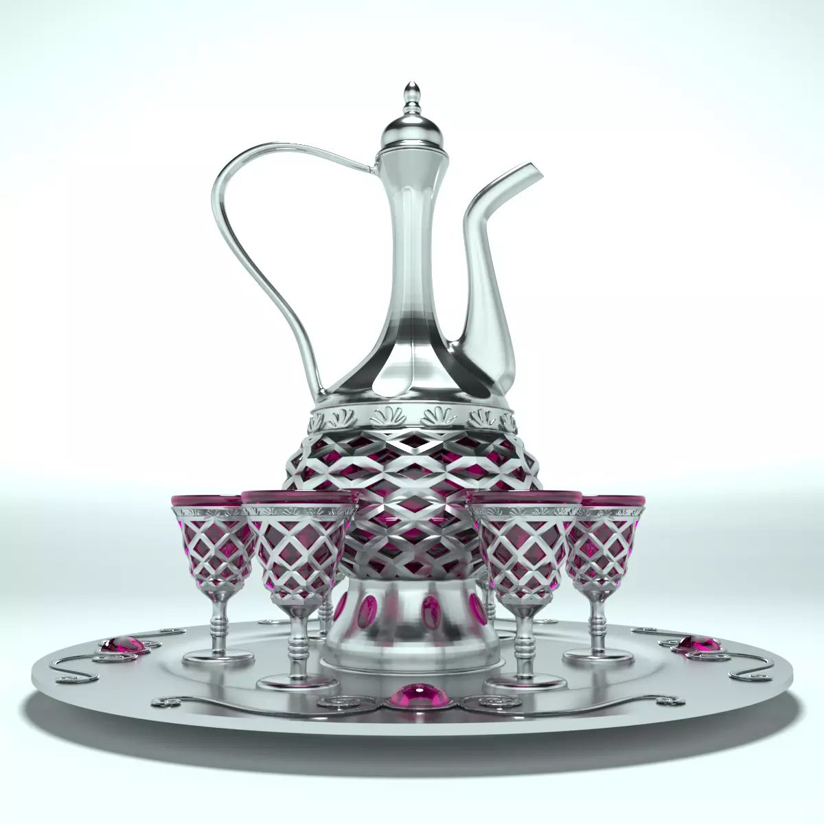 Decanter with glasses 3D model_0