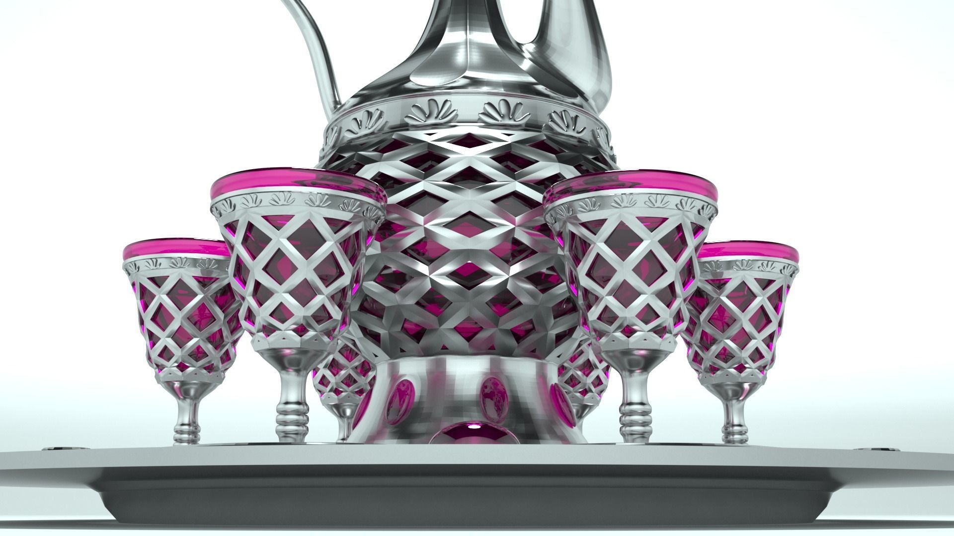 Decanter with glasses 3D model_5