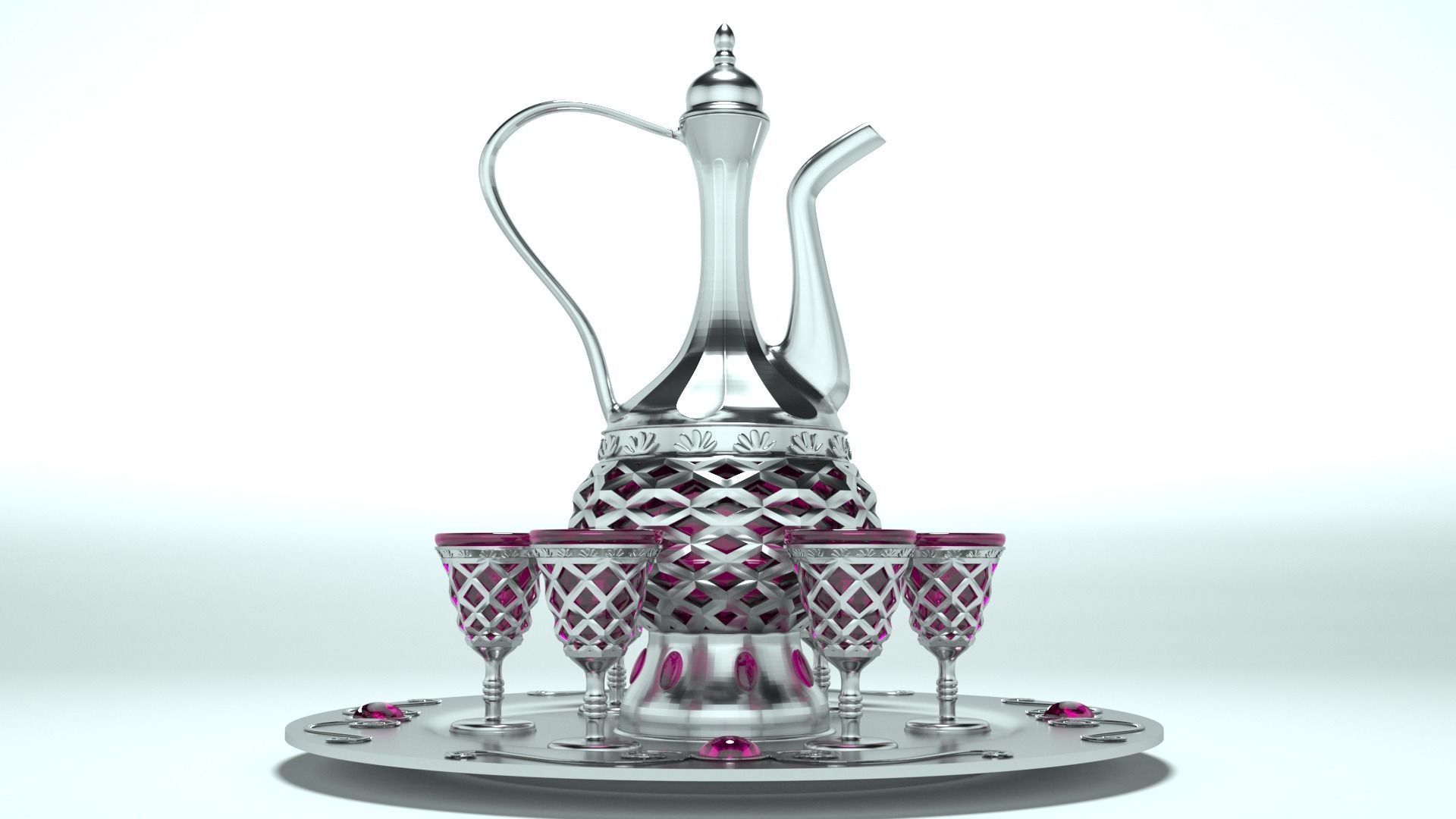 Decanter with glasses 3D model_1