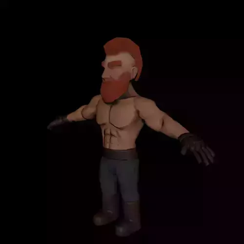 LOW POLY 3D CHARACTER man with hair and beard