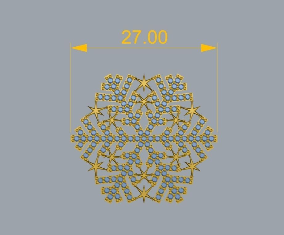 snowflake necklace 3D print model_1