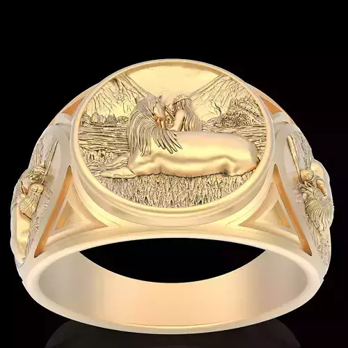 Girl horse ring silver gold printable jewelry 3D model