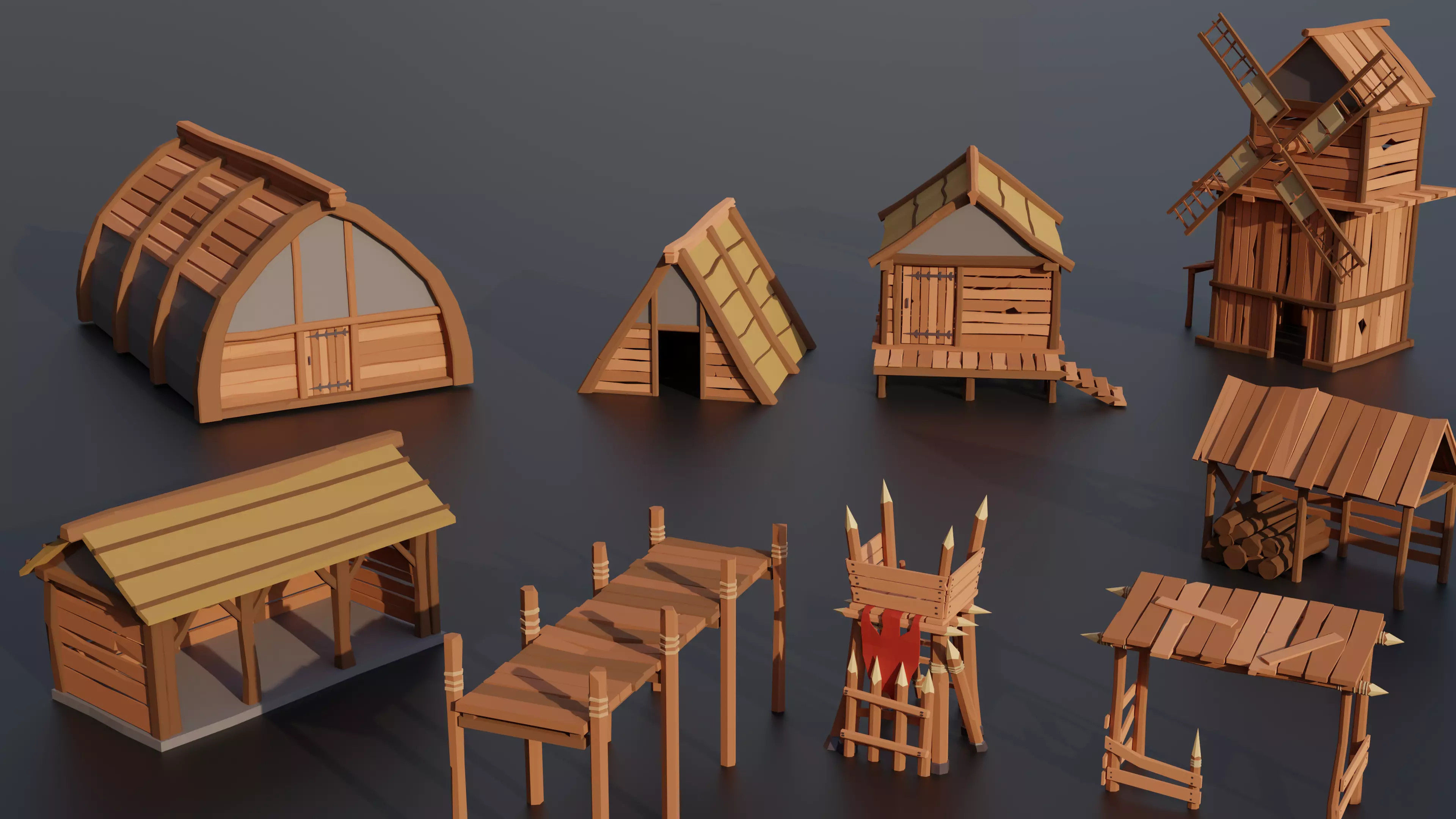 Medieval Village Megapack Low Poly RG Low-poly 3D model_5
