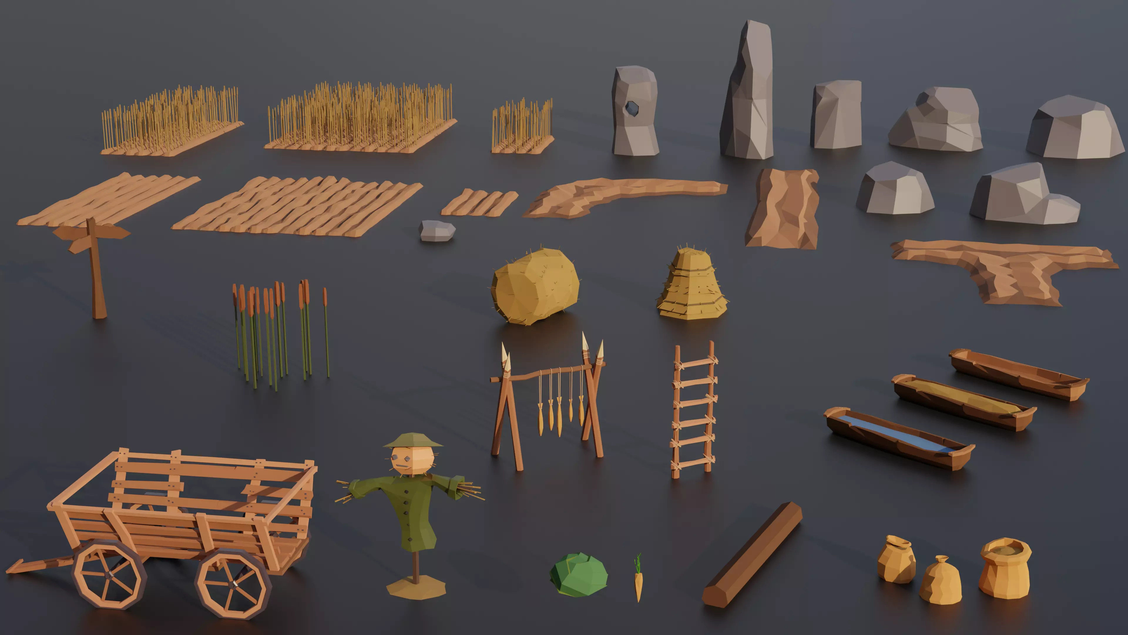 Medieval Village Megapack Low Poly RG Low-poly 3D model_4