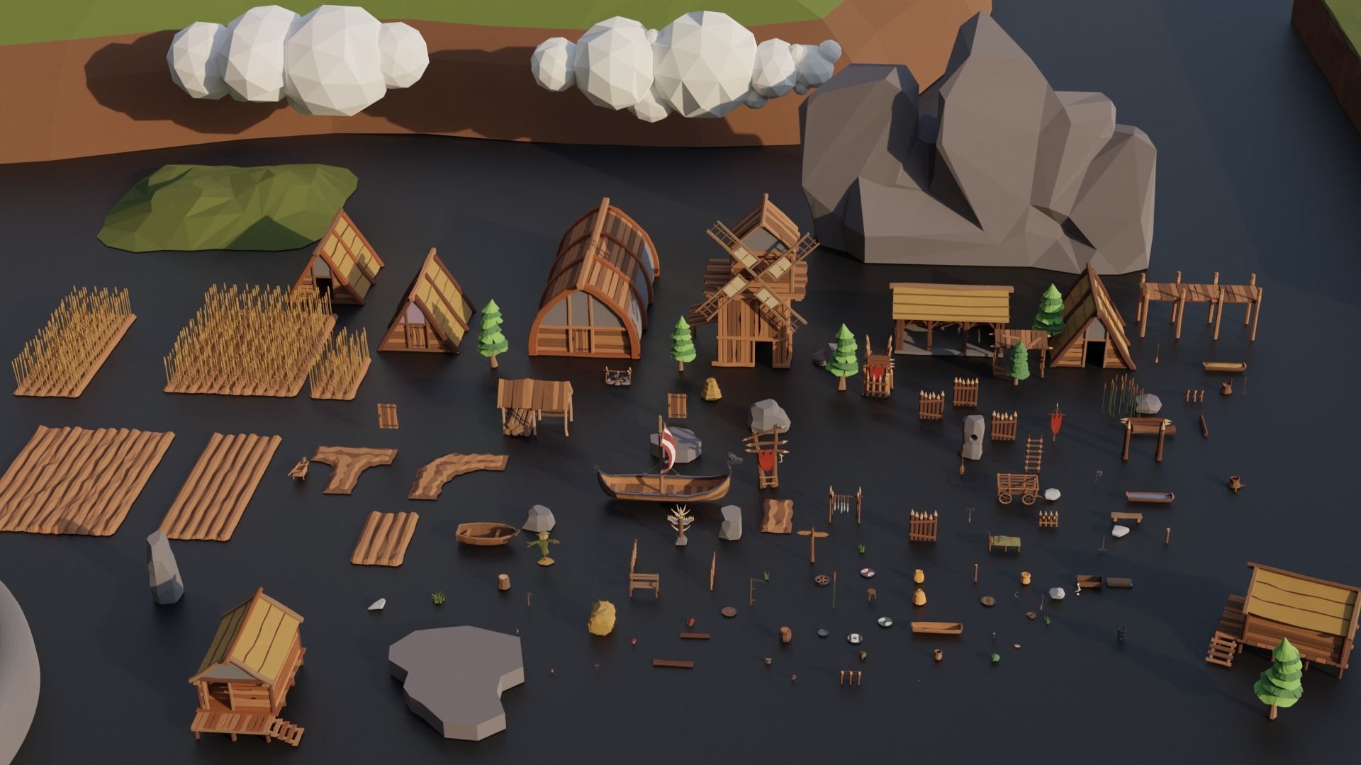 Medieval Village Megapack Low Poly RG Low-poly 3D model_10