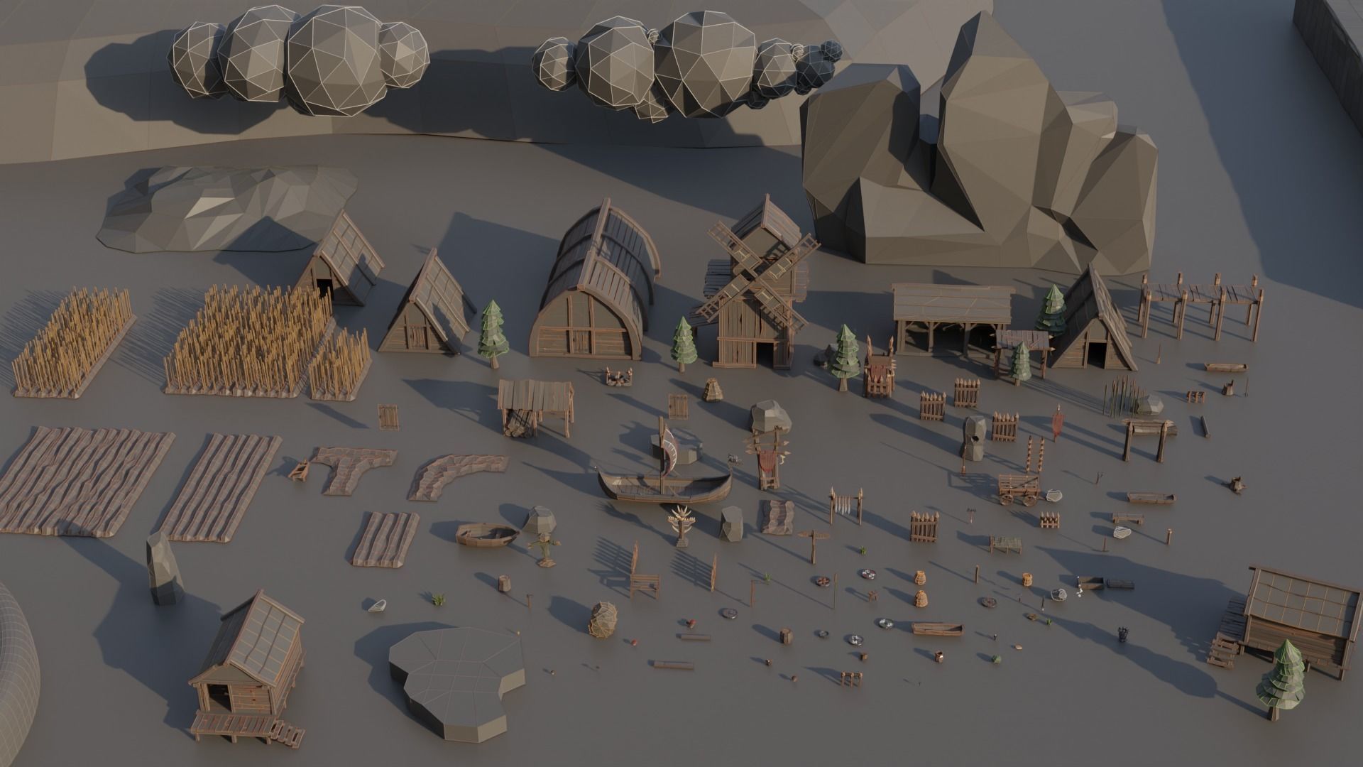 Medieval Village Megapack Low Poly RG Low-poly 3D model_9