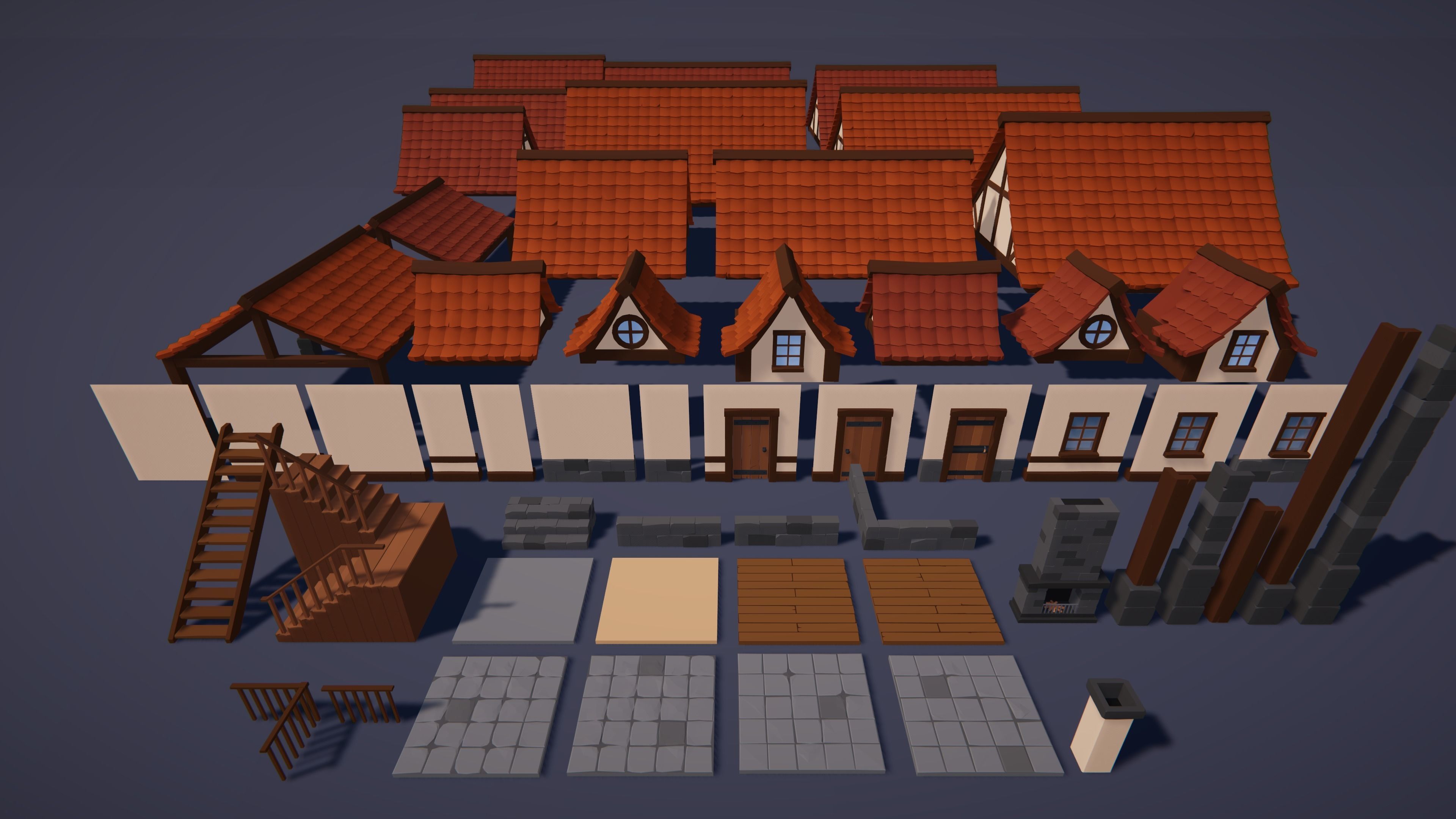 3D model Low Poly Fantasy Medieval Village VR / AR / low-poly | CGTrader