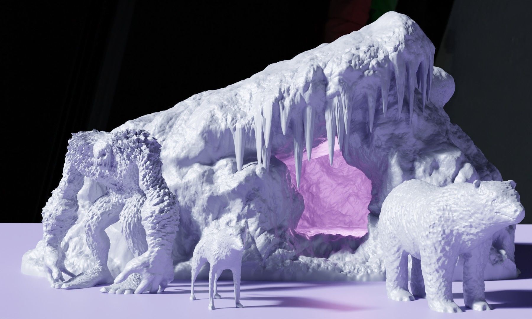 Yeti Cave Tabletop Terrain 28 MM 3D print model_6