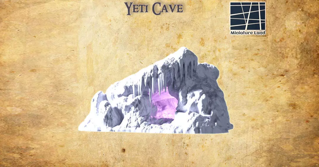 Yeti Cave Tabletop Terrain 28 MM 3D print model_0