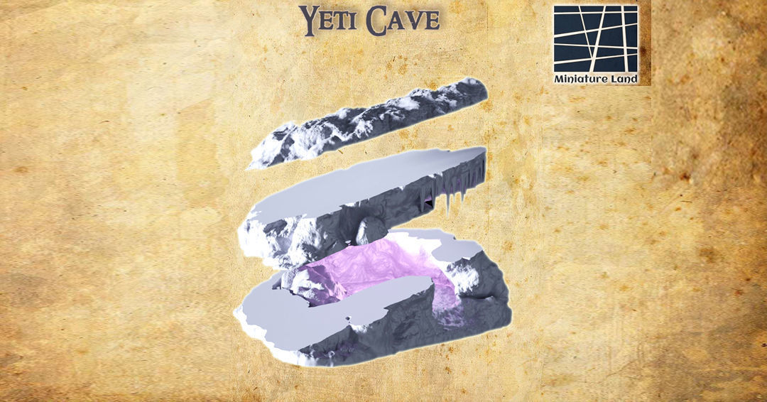 Yeti Cave Tabletop Terrain 28 MM 3D print model_1