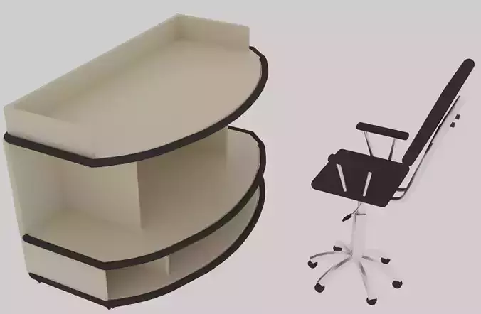 COMPUTER TABLE WITH CHAIR 3D model
