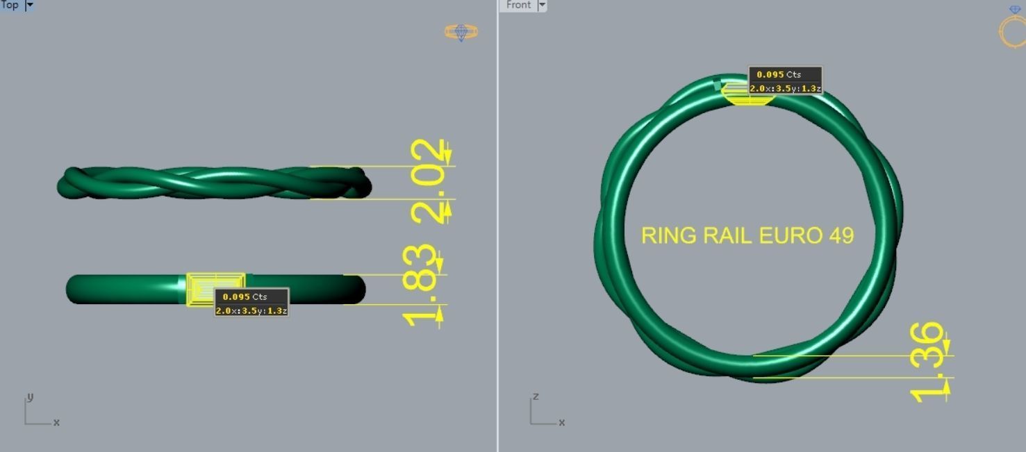 Baguette Ring R 182 3D print model_4