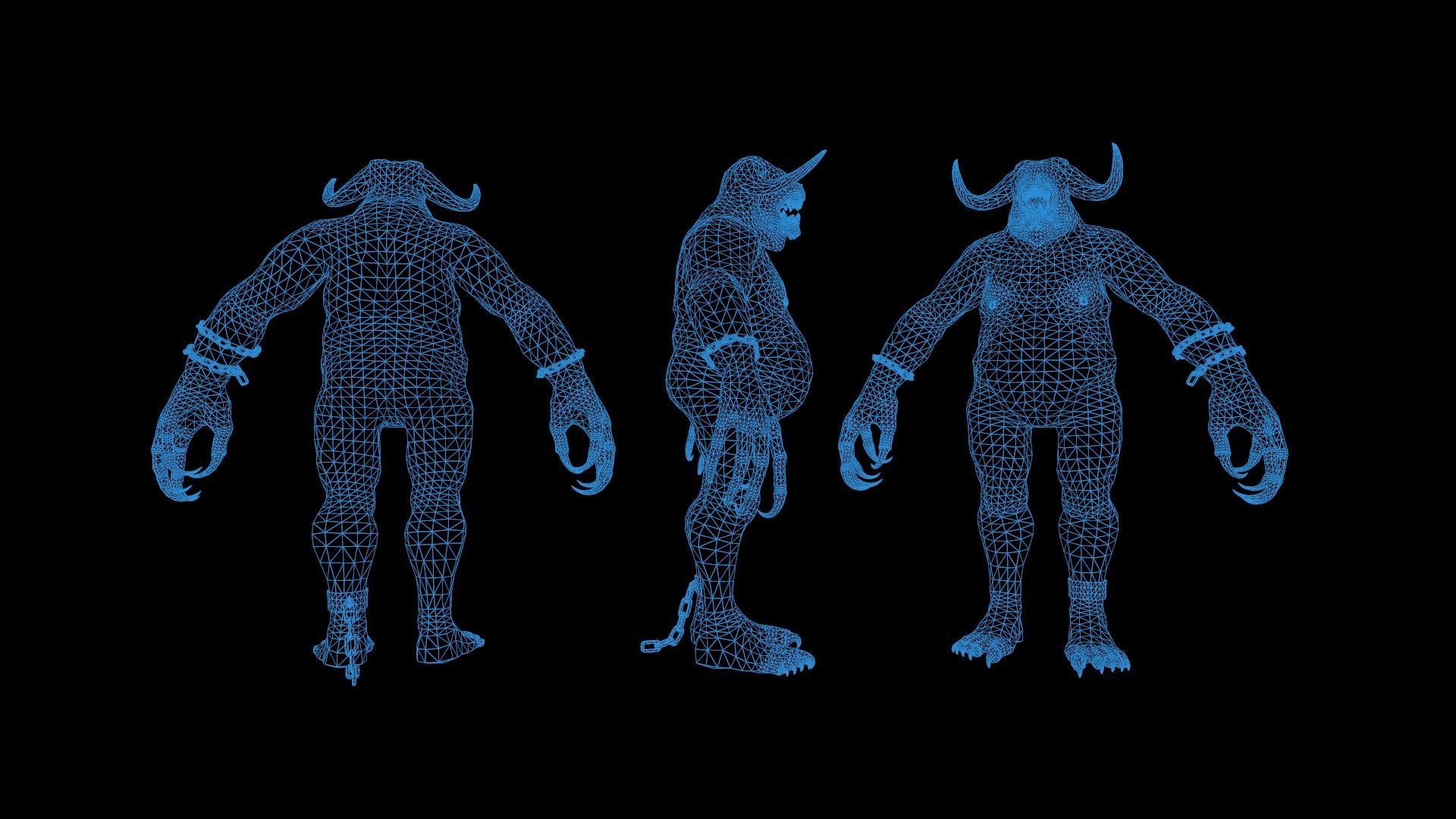 Fat Demon Low-poly 3D model_10
