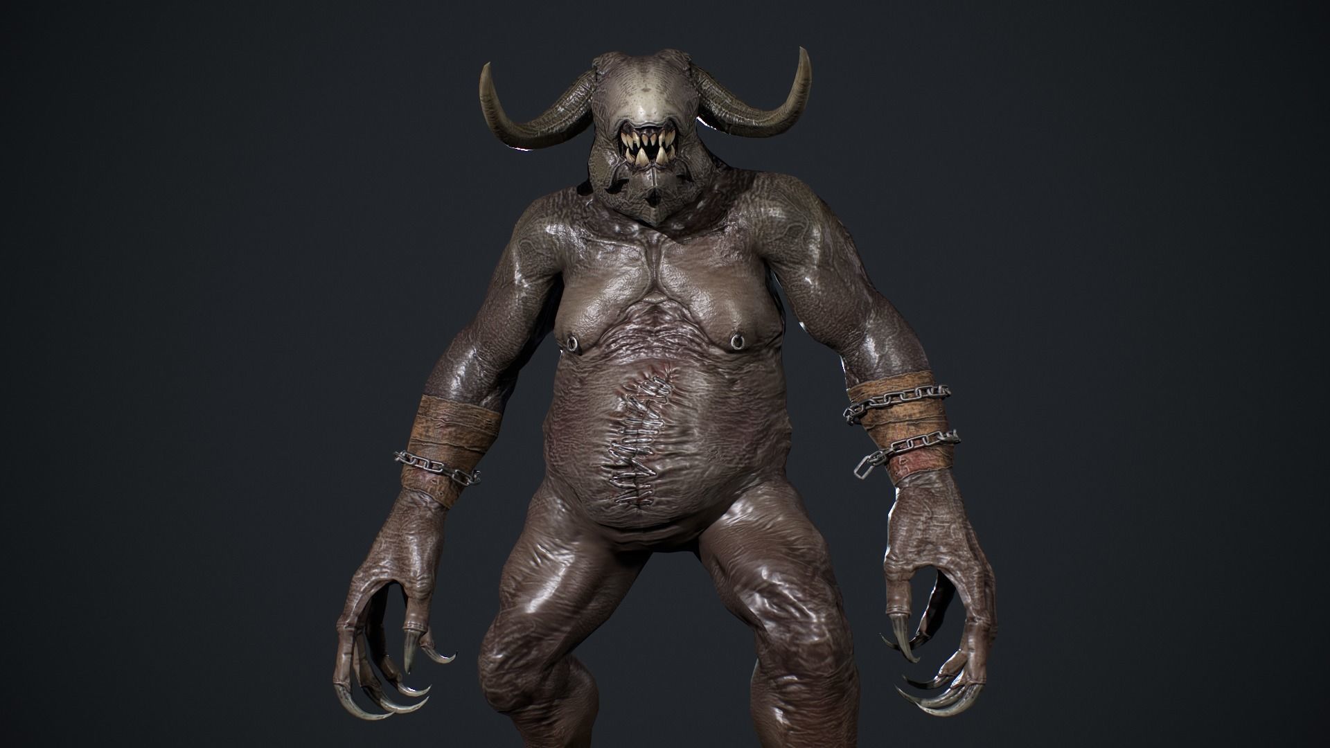 Fat Demon Low-poly 3D model_5