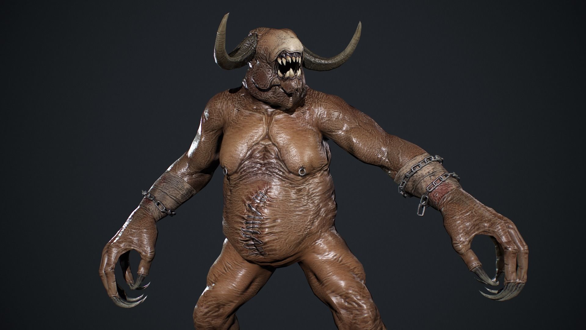 Fat Demon Low-poly 3D model_15