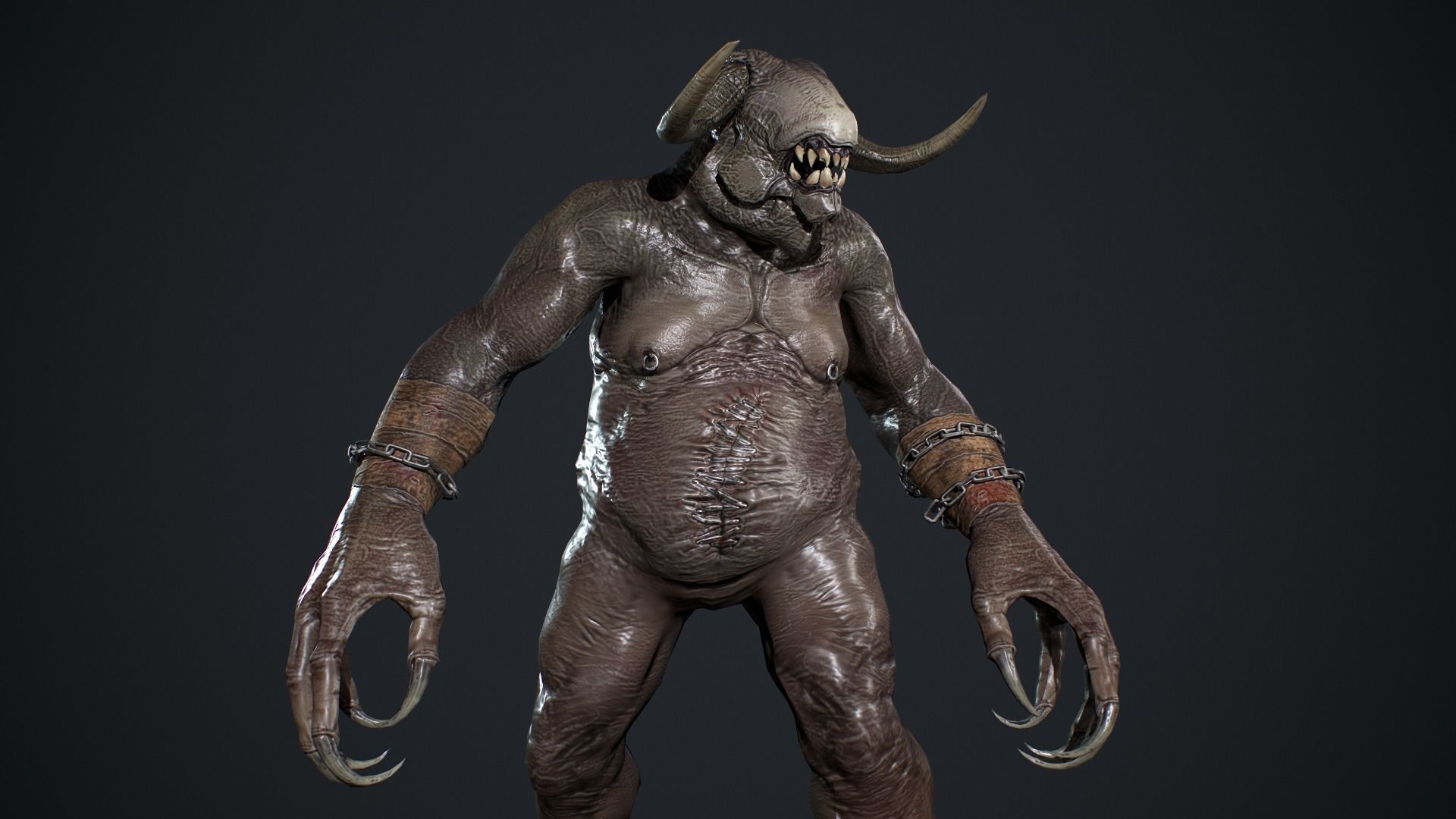 Fat Demon Low-poly 3D model_13