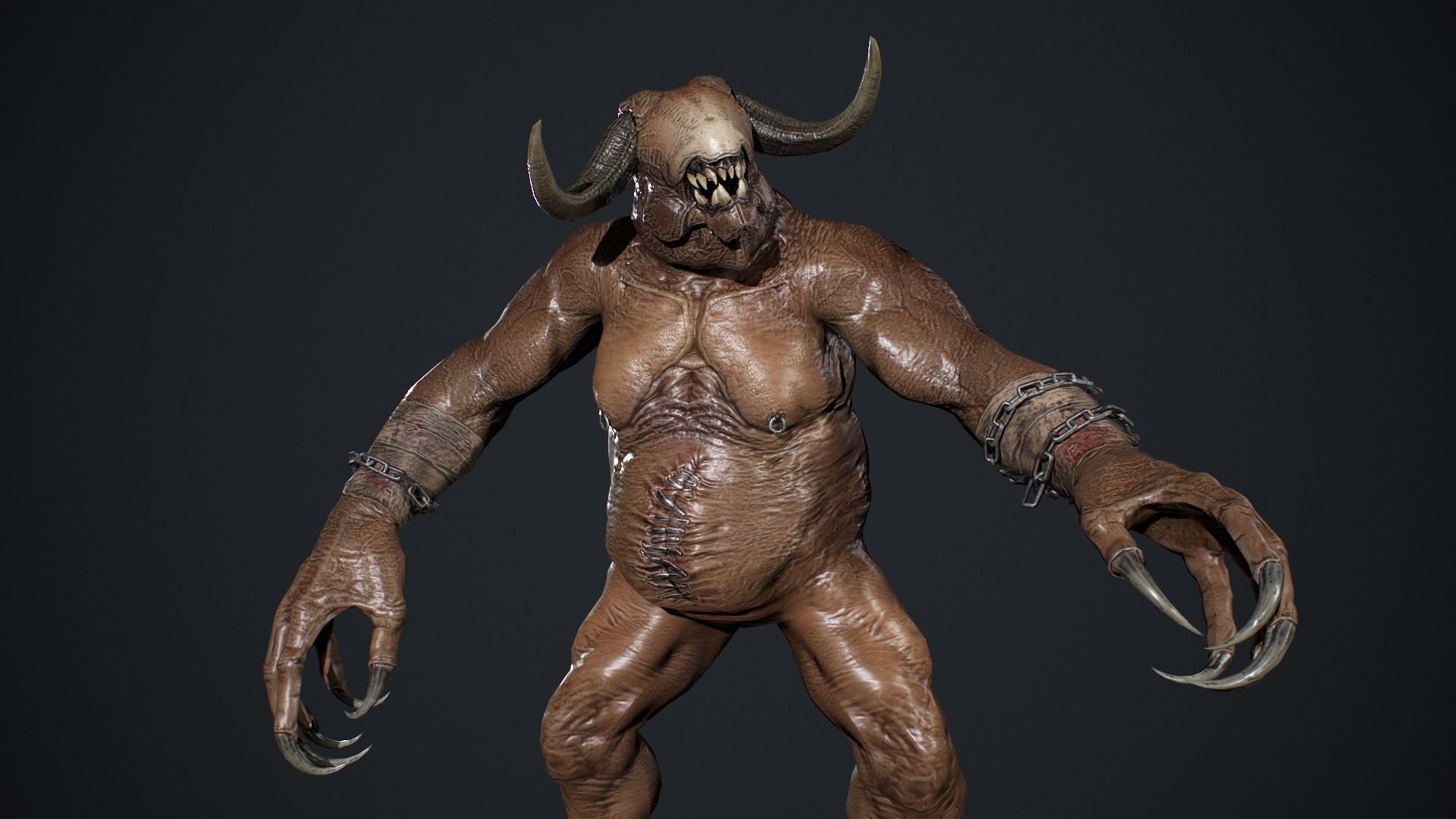 Fat Demon Low-poly 3D model_14