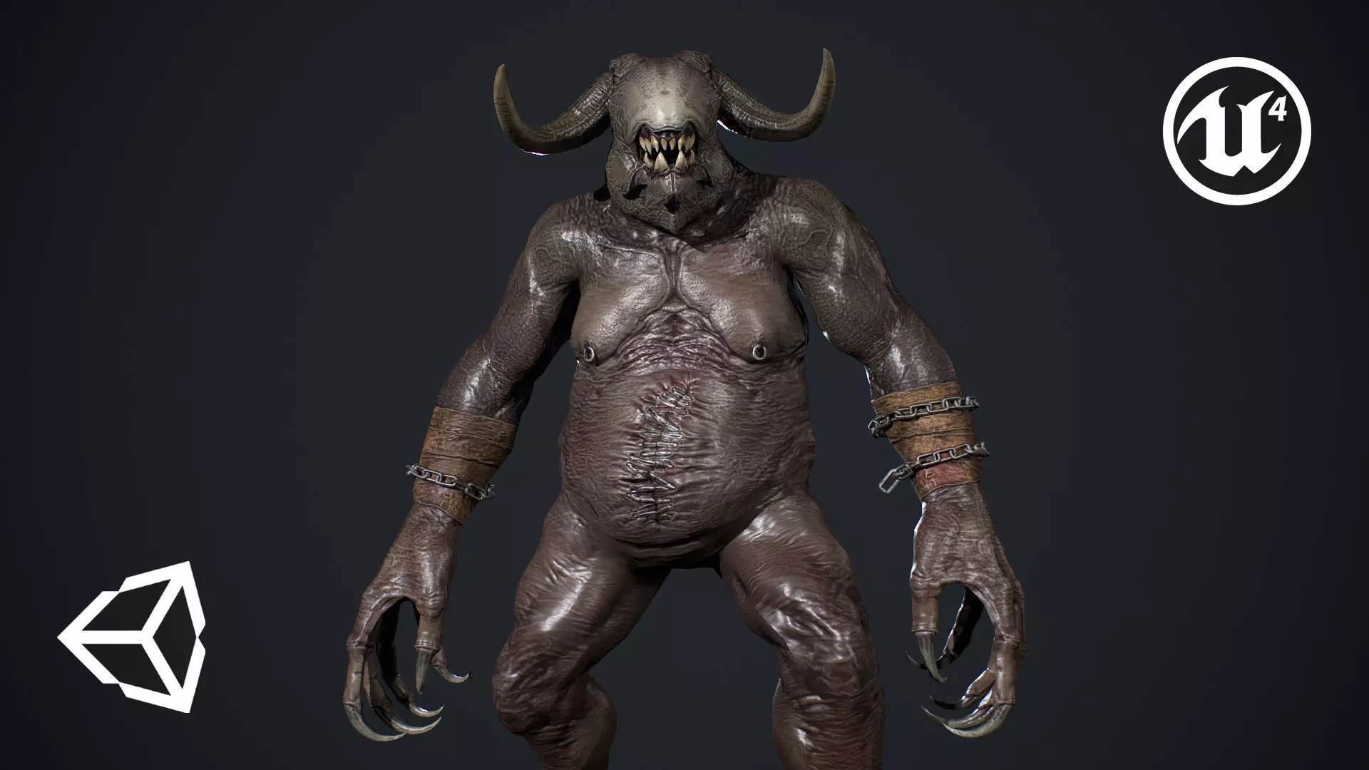 Fat Demon Low-poly 3D model_0