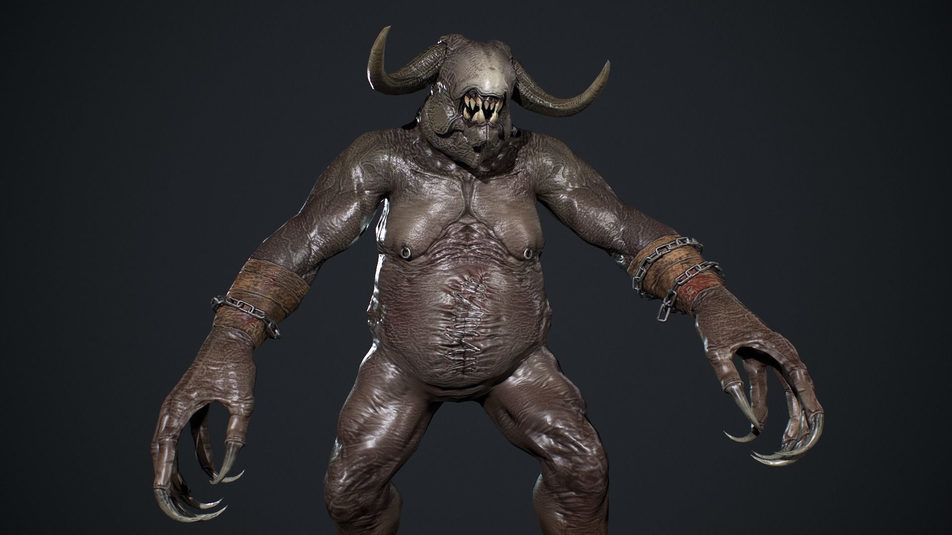 Fat Demon Low-poly 3D model_11