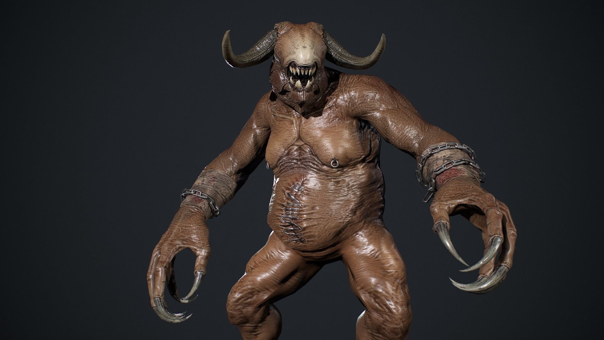 Fat Demon Low-poly 3D model_17