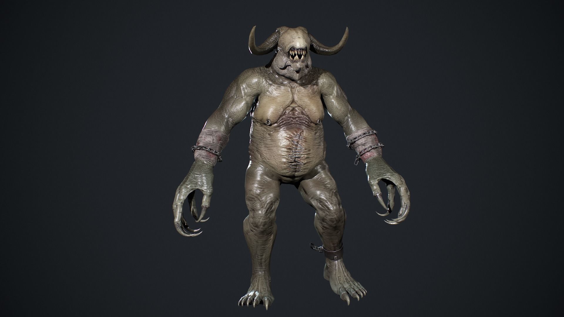 Fat Demon Low-poly 3D model_19