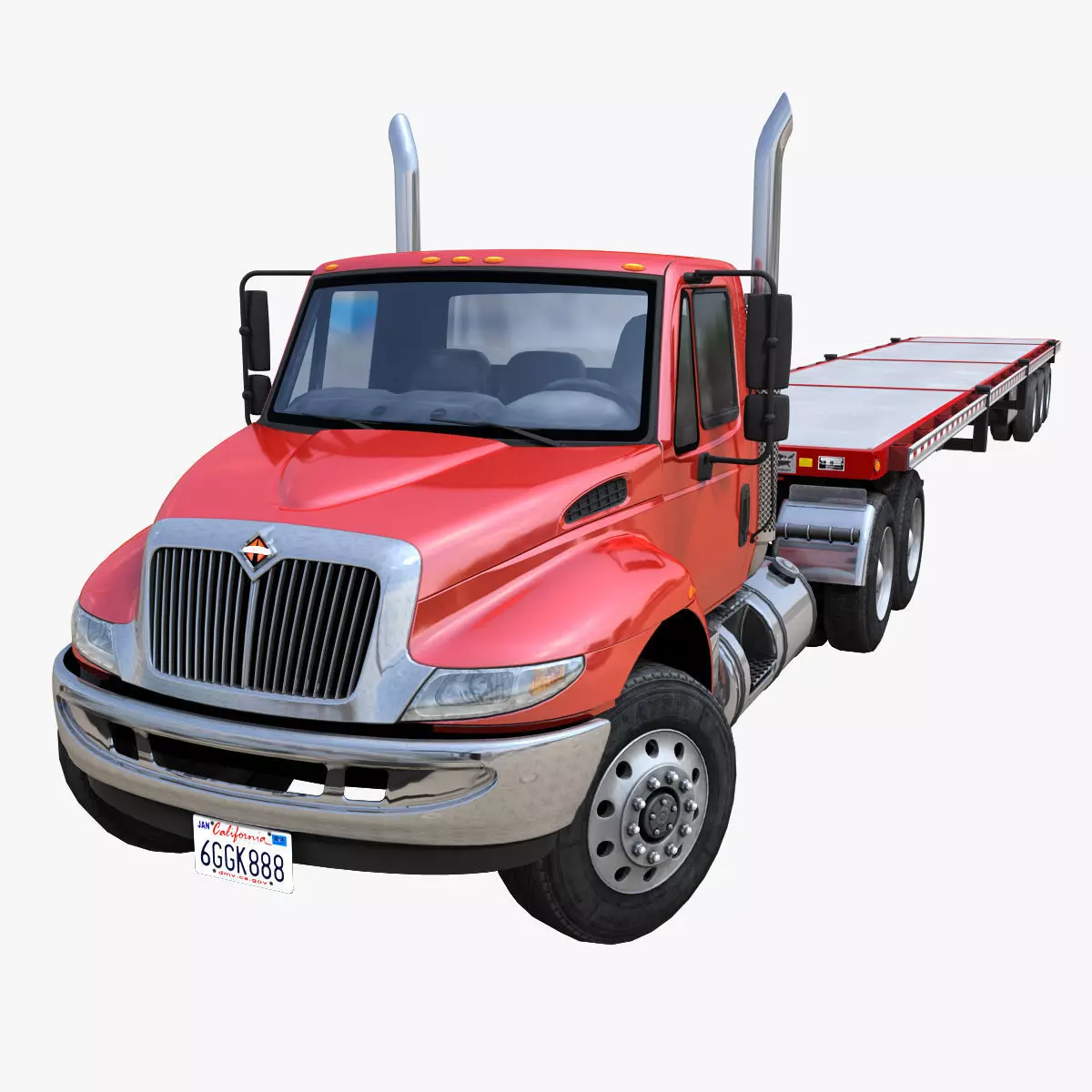 International Durastar flatbed trailer Low-poly 3D model