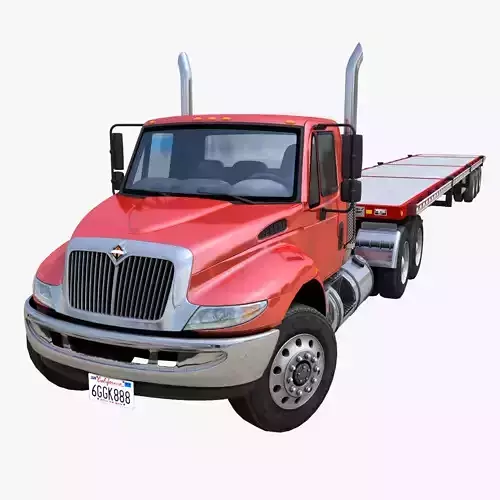 International Durastar flatbed trailer Low-poly 3D model