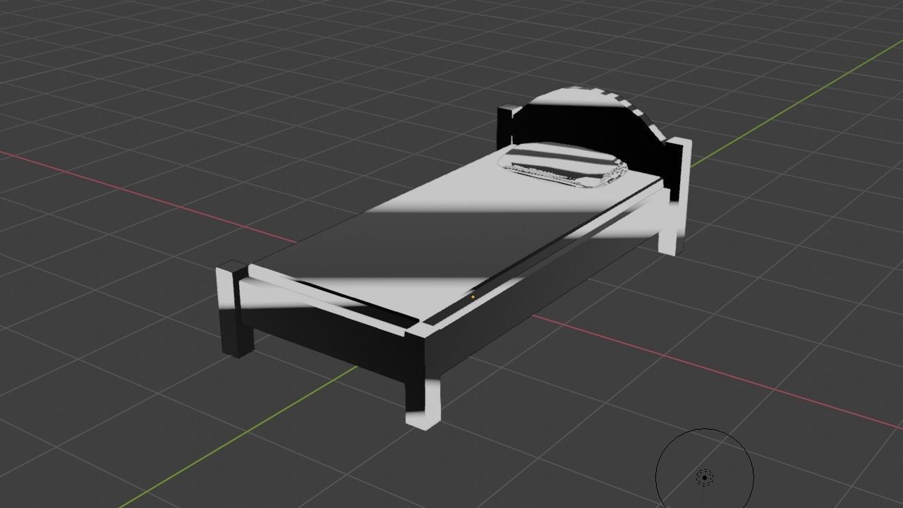 Bed Low-Poly wooden Low-poly 3D model_6