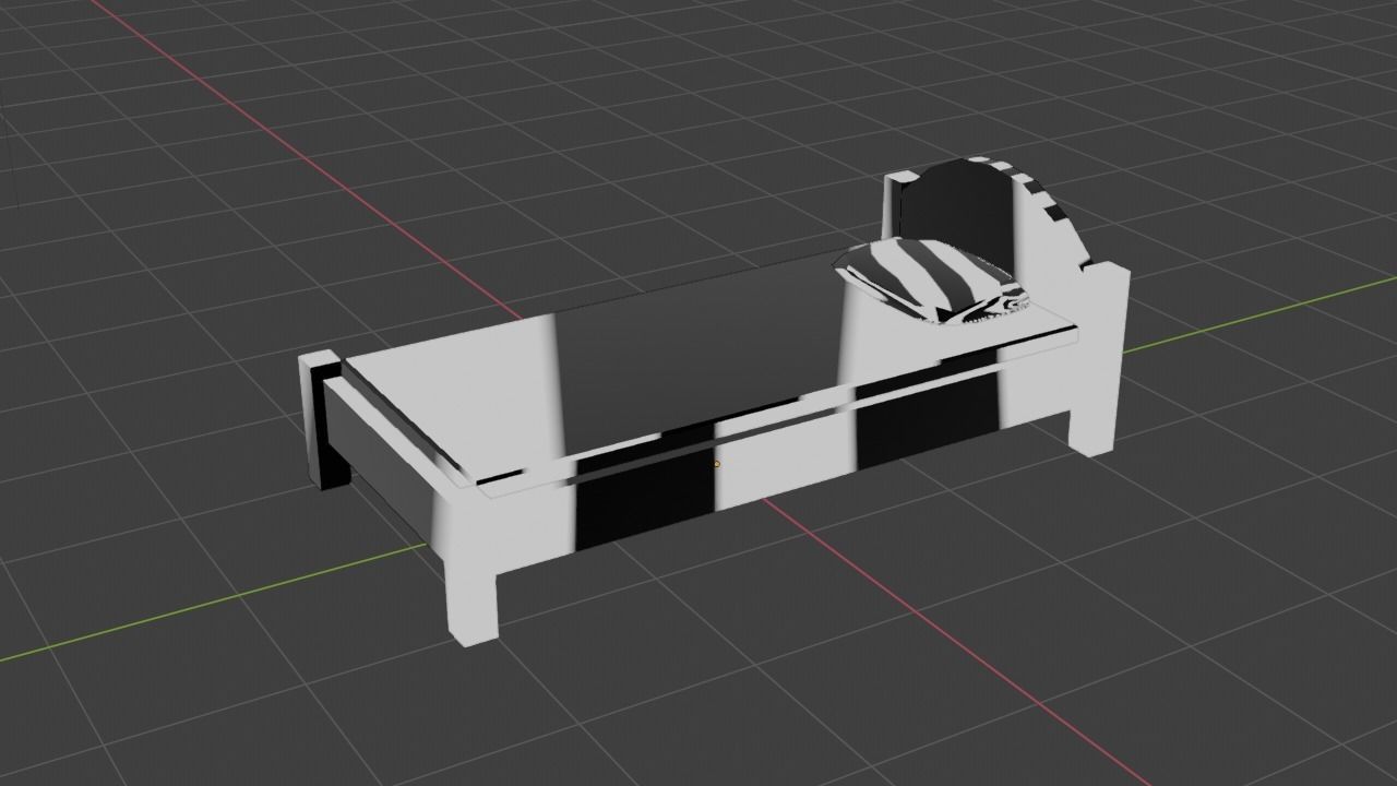 Bed Low-Poly wooden Low-poly 3D model_7