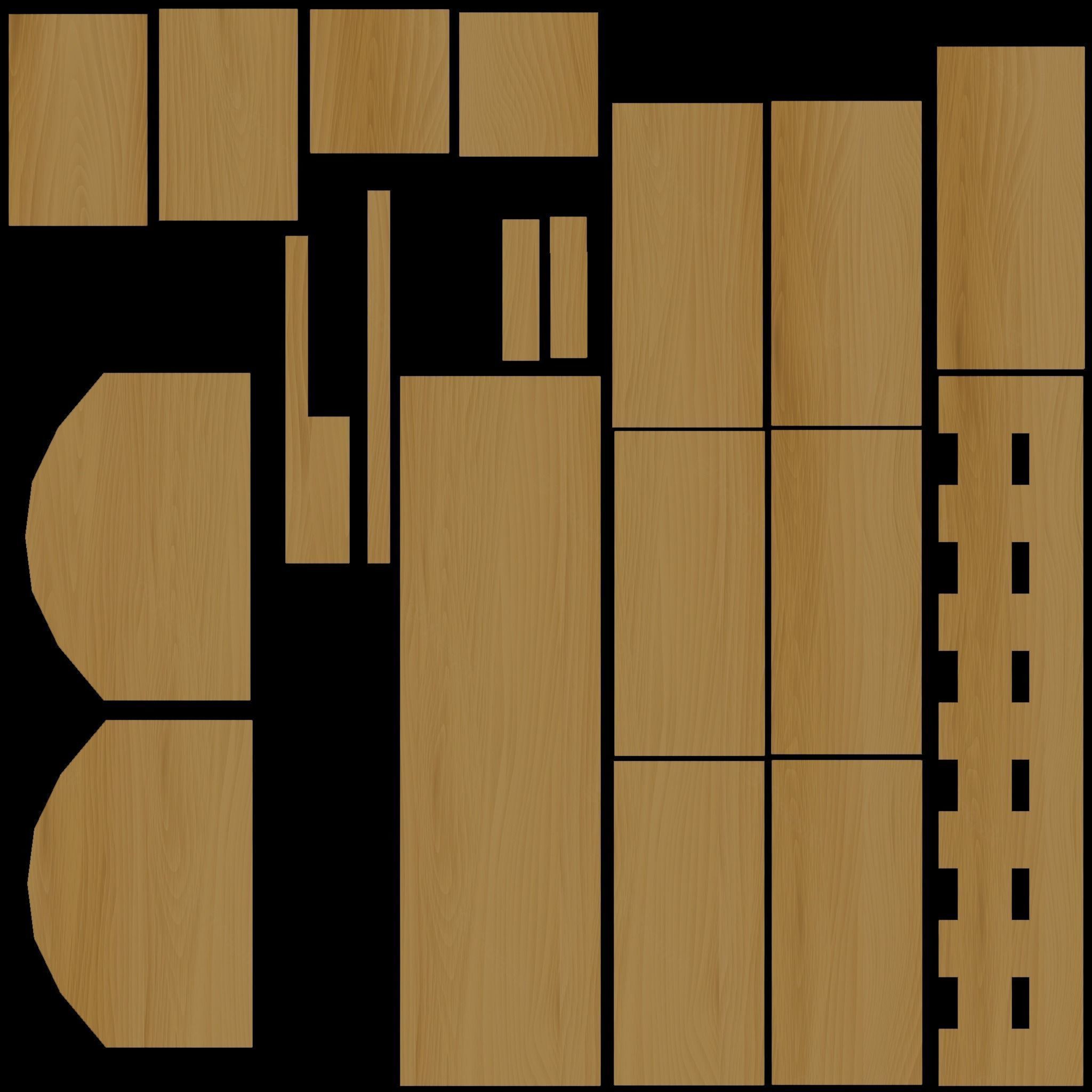 Bed Low-Poly wooden Low-poly 3D model_8