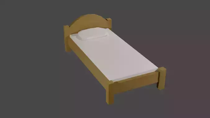 Bed Low-Poly wooden Low-poly 3D model