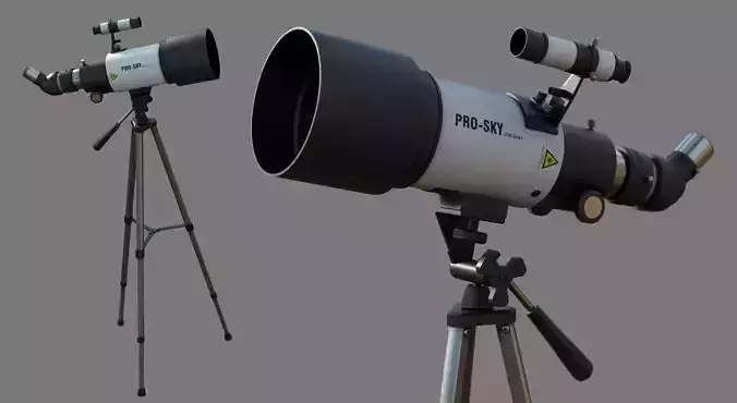 Modern Telescope Low-poly 3D model