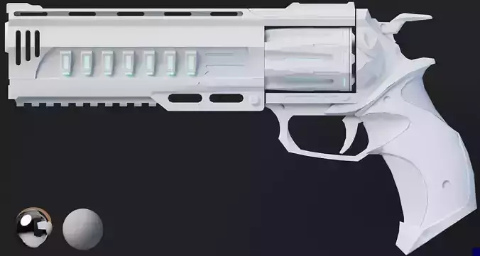 Sci fi Revolver Low-poly Game ready 3D model Low-poly 3D model