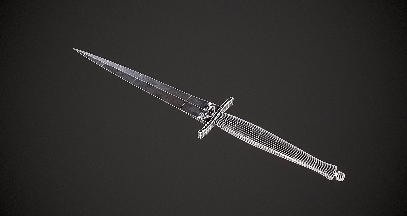 Fighting Knife Low-poly 3D model_2