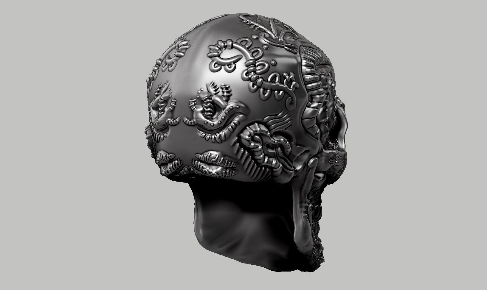skull horn art design a10 3D print model_6
