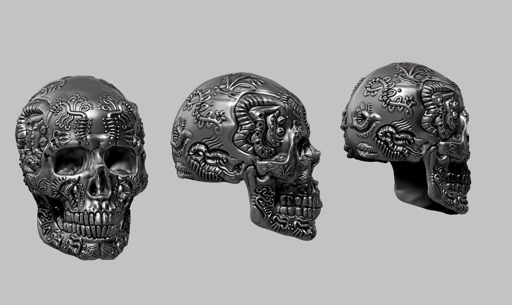 skull horn art design a10 3D print model_14