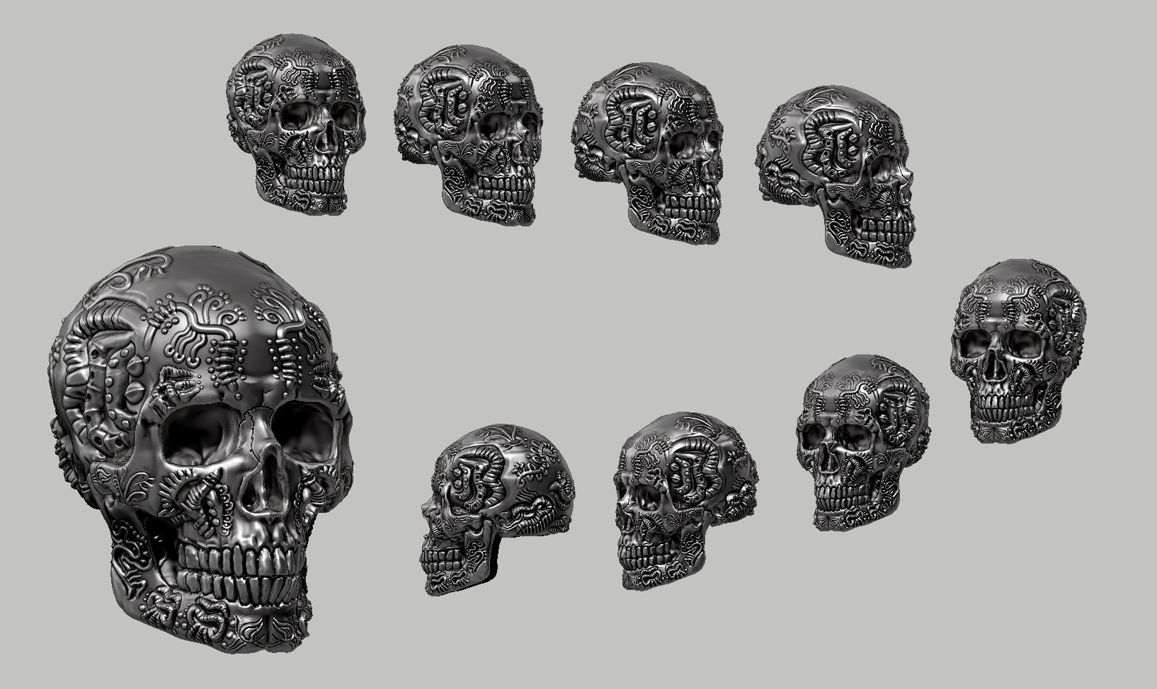 skull horn art design a10 3D print model_13
