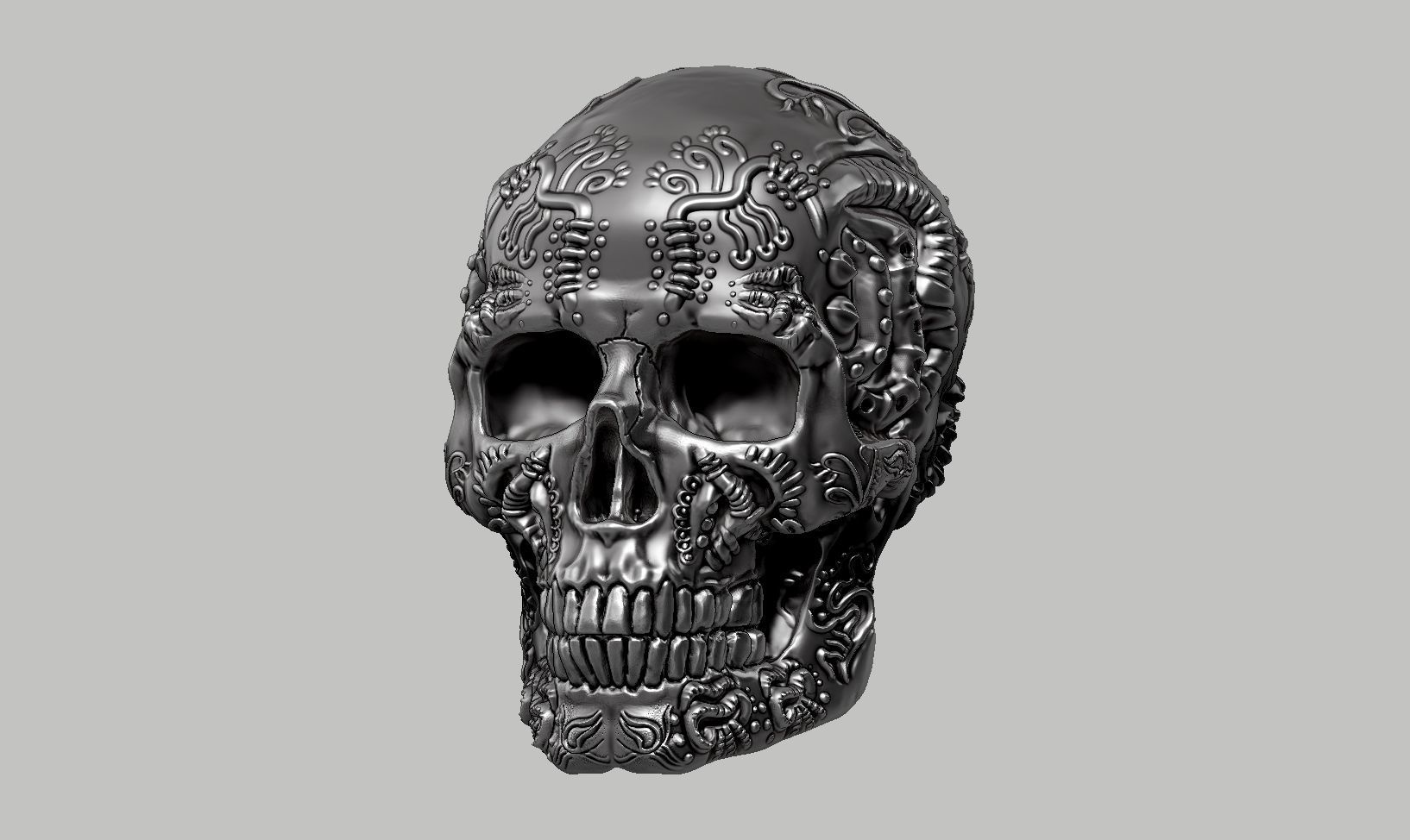 skull horn art design a10 3D print model_12