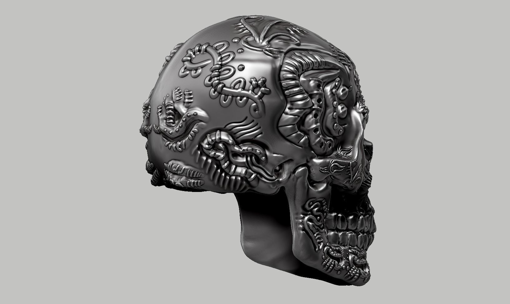 skull horn art design a10 3D print model_5