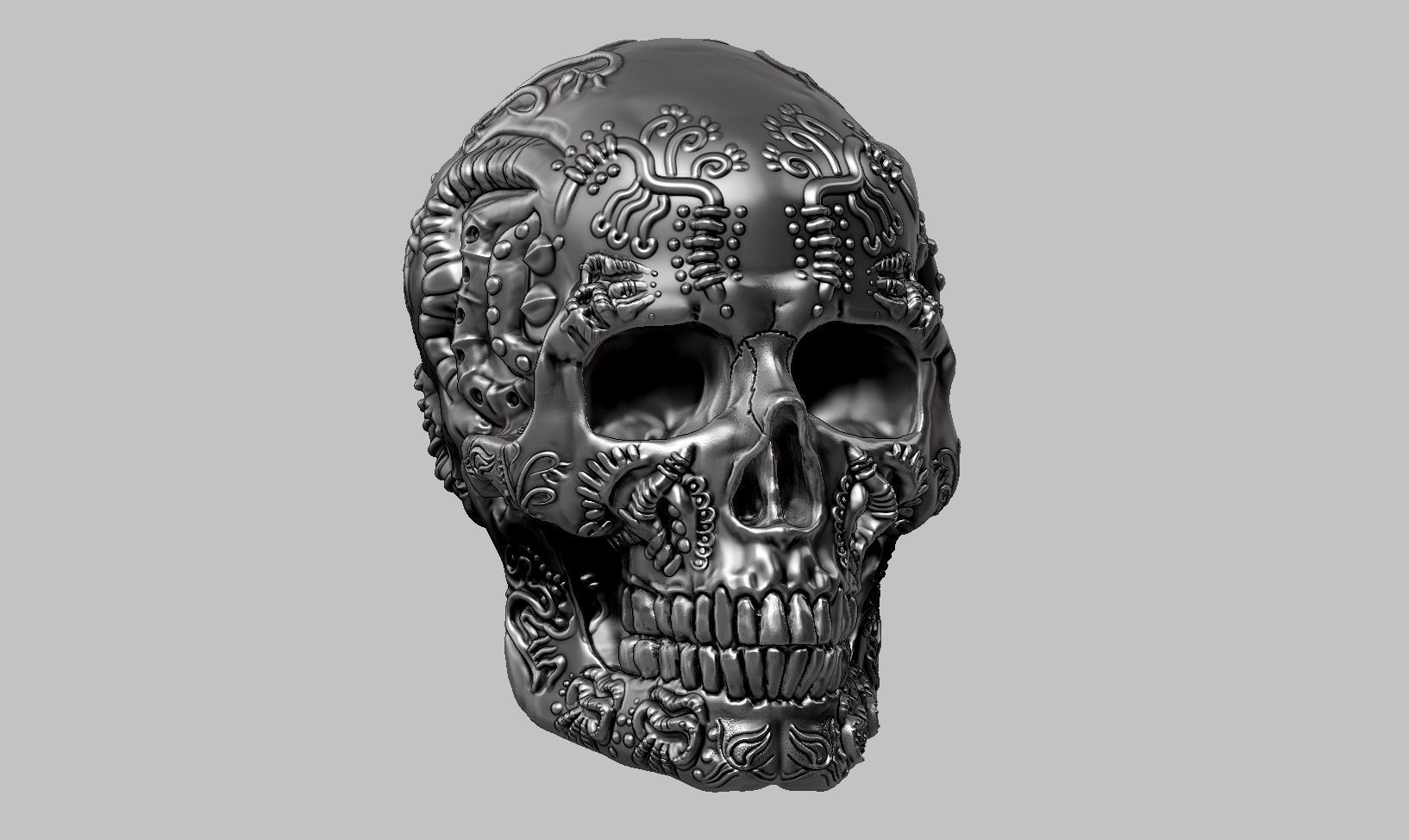 skull horn art design a10 3D print model_1
