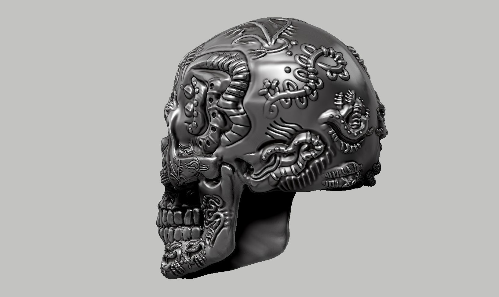 skull horn art design a10 3D print model_9