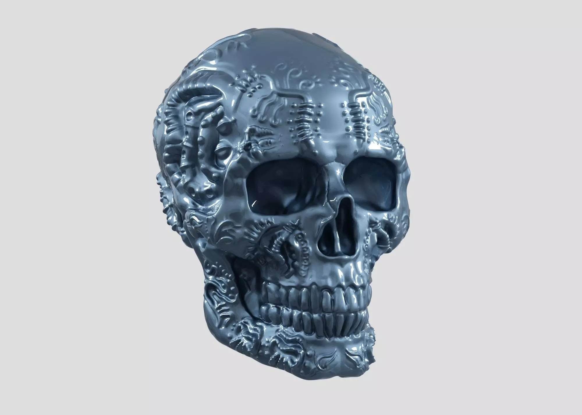 skull horn art design a10 3D print model_0