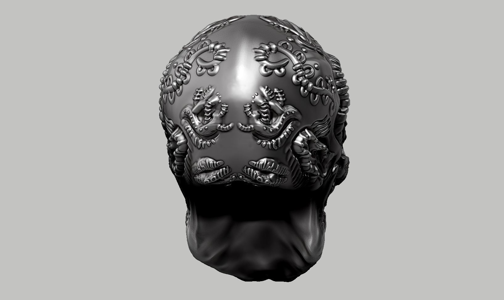 skull horn art design a10 3D print model_7