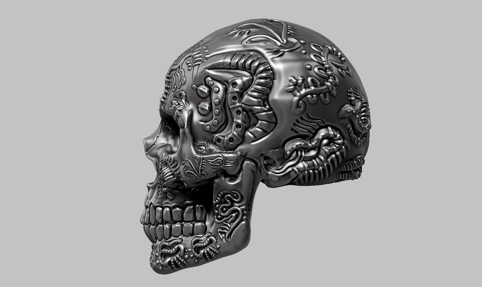 skull horn art design a10 3D print model_10