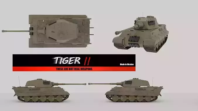 WW2 King Tiger II - 3D Model Low-Poly Low-poly 3D model WW2 King Tiger II - 3D Model Low-Poly Low-poly 3D model