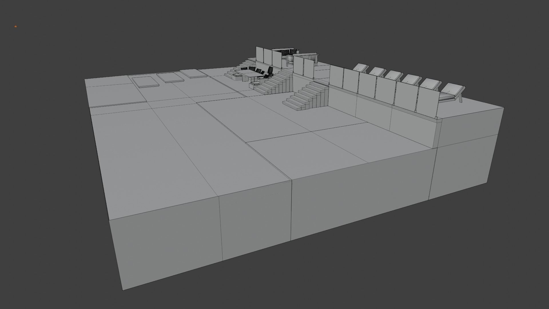 Chill zone with pool and lighting Low-poly 3D model_11