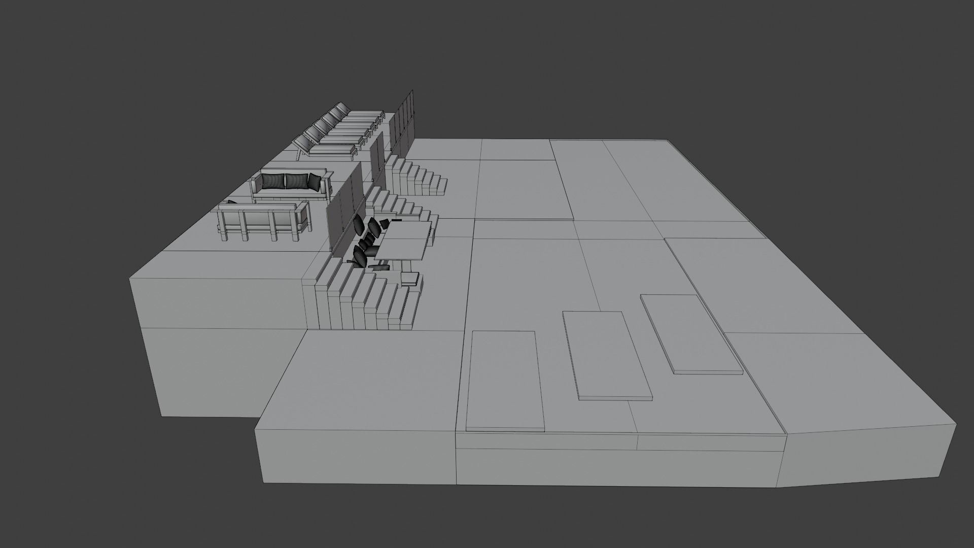 Chill zone with pool and lighting Low-poly 3D model_10